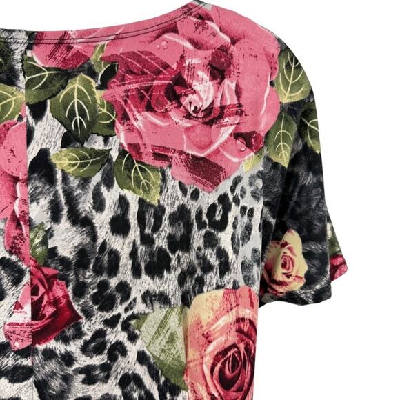 Robbie Bee Womens Floral Animal Print Jersey Knit Stretch Knee Length Dress sz M - Picture 12 of 16